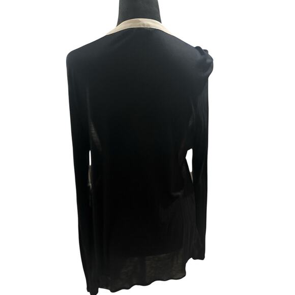 Bar III Black and Ivory Sheer Long Sleeve Blouse, Size XL-NWT - Picture 2 of 6